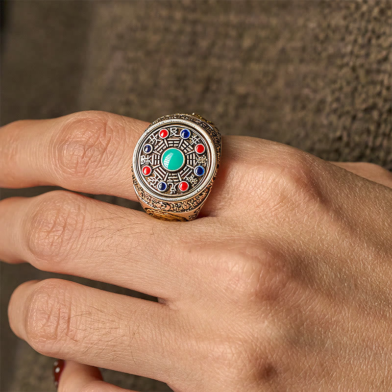 Wear FengShui Copper Bagua Copper Coins Wealth Rotatable Adjustable Ring