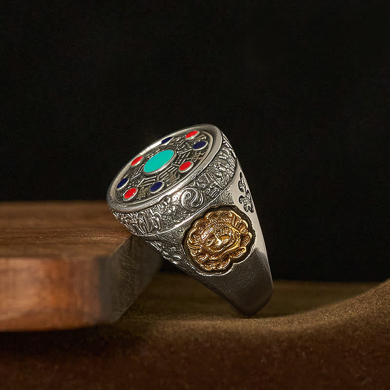 Wear FengShui Copper Bagua Copper Coins Wealth Rotatable Adjustable Ring