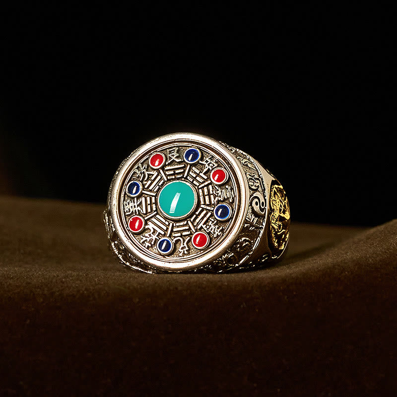 Wear FengShui Copper Bagua Copper Coins Wealth Rotatable Adjustable Ring
