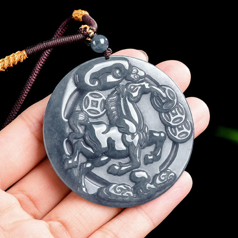 Wear FengShui Year Of The Horse Jade Prosperity Abundance Necklace Pendants