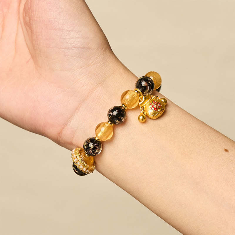 Wear FengShui Fu Character Liuli Glass Blessings Bracelet