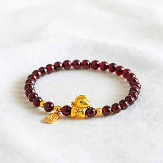 Wear FengShui Year Of The Horse Garnet Fu Character Protection Bracelet