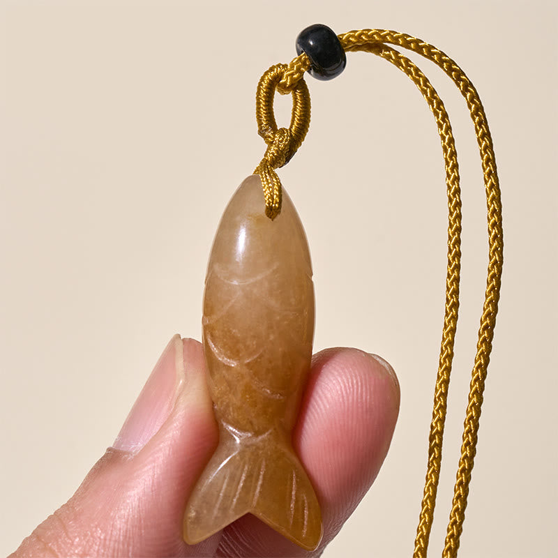 Wear FengShui Carving Koi Fish Pink Crystal Indian Agate Amethyst Warmth Prosperity Necklace Pendant