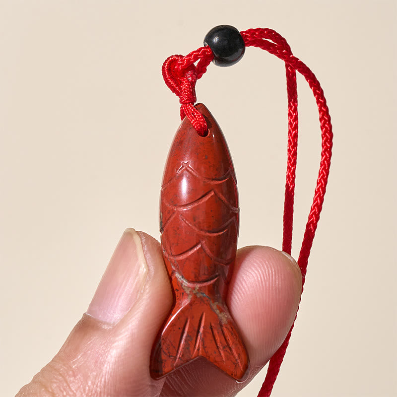 Wear FengShui Carving Koi Fish Pink Crystal Indian Agate Amethyst Warmth Prosperity Necklace Pendant