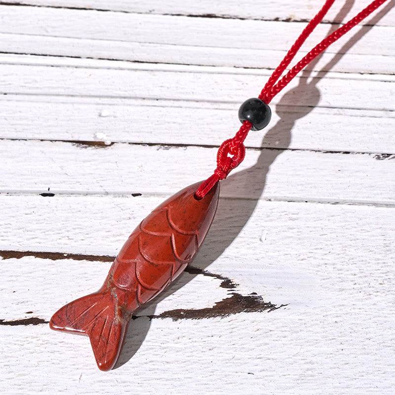 Wear FengShui Carving Koi Fish Pink Crystal Indian Agate Amethyst Warmth Prosperity Necklace Pendant