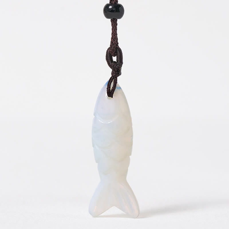 Wear FengShui Carving Koi Fish Pink Crystal Indian Agate Amethyst Warmth Prosperity Necklace Pendant