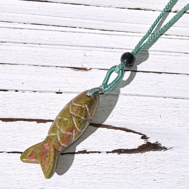 Wear FengShui Carving Koi Fish Pink Crystal Indian Agate Amethyst Warmth Prosperity Necklace Pendant