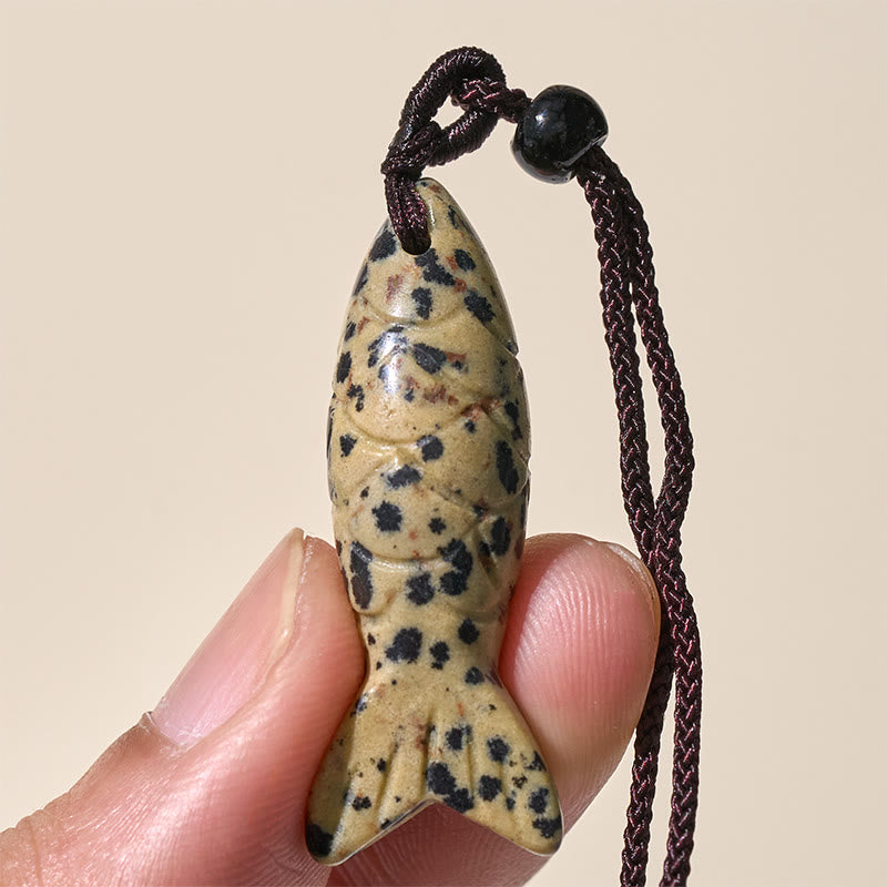 Wear FengShui Carving Koi Fish Pink Crystal Indian Agate Amethyst Warmth Prosperity Necklace Pendant