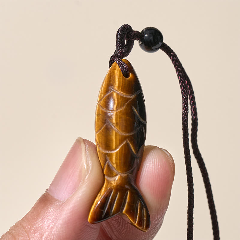 Wear FengShui Carving Koi Fish Pink Crystal Indian Agate Amethyst Warmth Prosperity Necklace Pendant