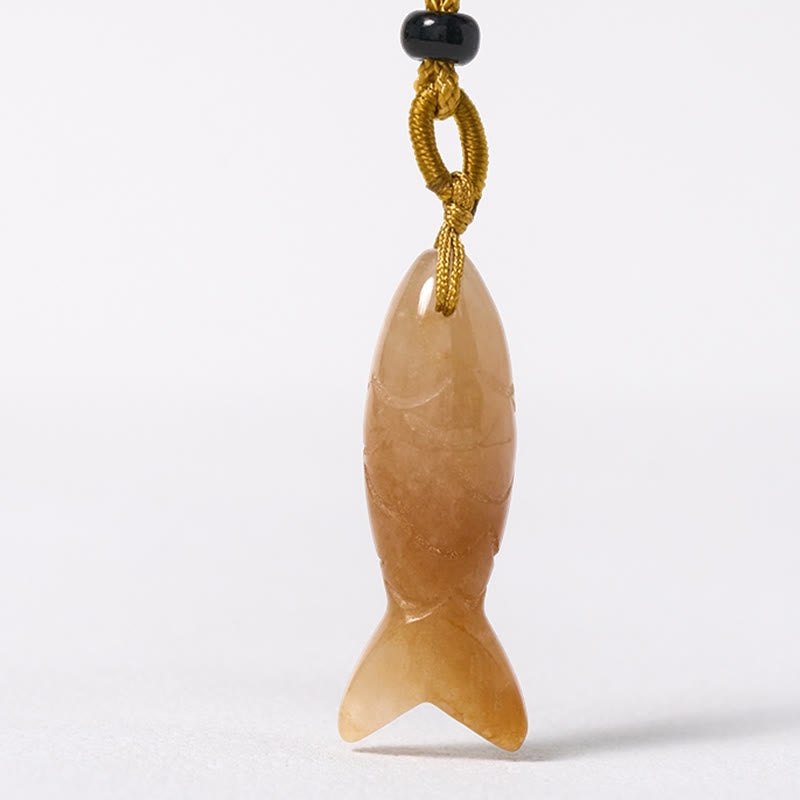 Wear FengShui Carving Koi Fish Pink Crystal Indian Agate Amethyst Warmth Prosperity Necklace Pendant