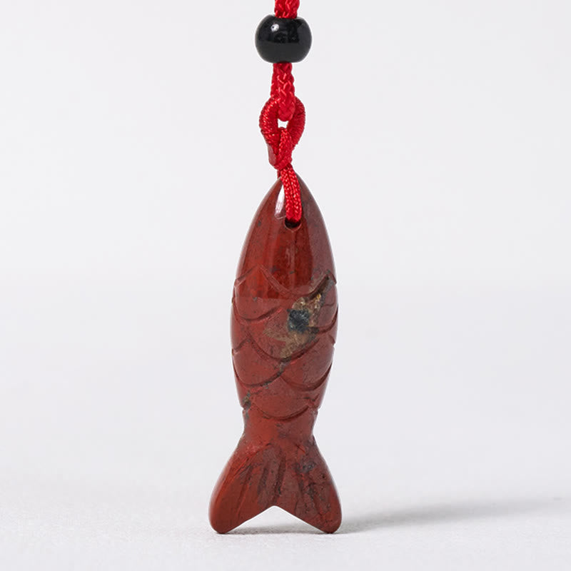 Wear FengShui Carving Koi Fish Pink Crystal Indian Agate Amethyst Warmth Prosperity Necklace Pendant