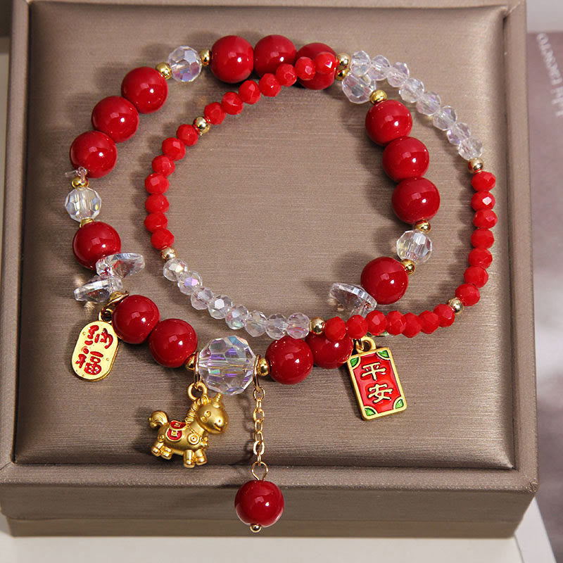 Wear FengShui Year Of The Horse Ingot Prosperity 2Pcs Bracelet