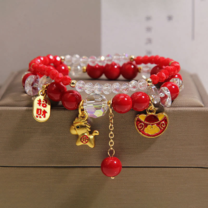 Wear FengShui Year Of The Horse Ingot Prosperity 2Pcs Bracelet