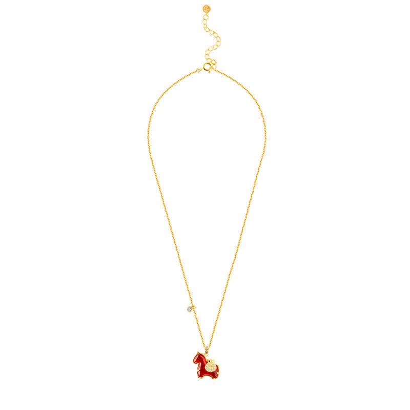 Wear FengShui Year Of The Horse Red Agate Fu Character Confidence Necklace Pendants