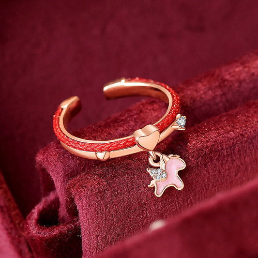 Wear FengShui Red String 925 Sterling Silver Luck Open Ring