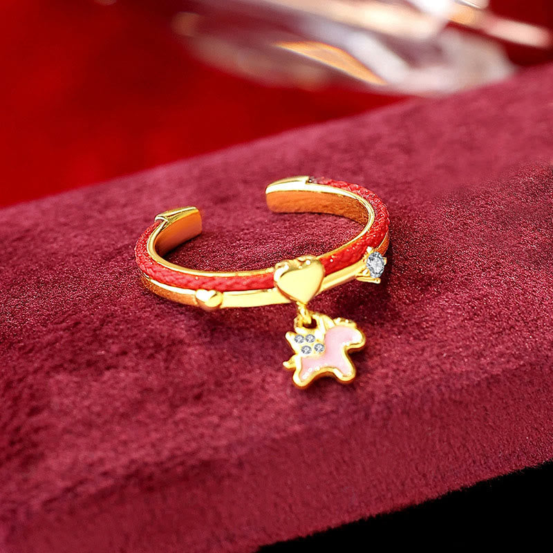 Wear FengShui Red String 925 Sterling Silver Luck Open Ring