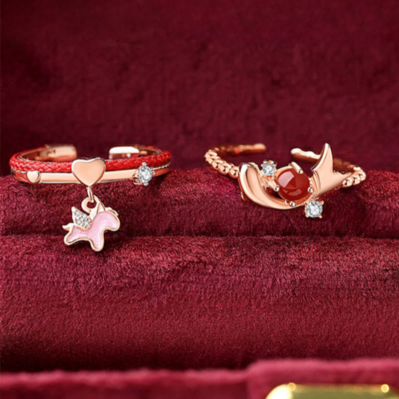Wear FengShui Red String 925 Sterling Silver Luck Open Ring