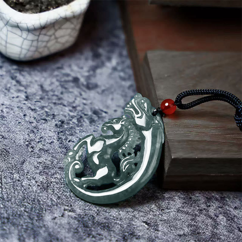 Wear FengShui Year Of The Horse Dragon Jade Luck Necklace Pendants