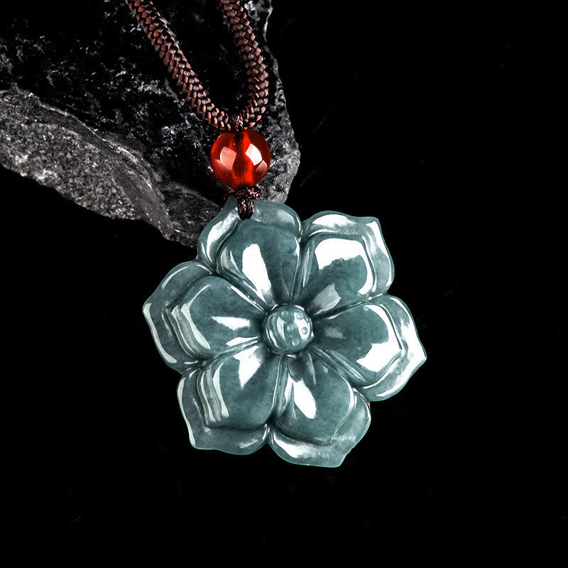 Wear FengShui Peach Blossom Jade Prosperity Necklace Pendants