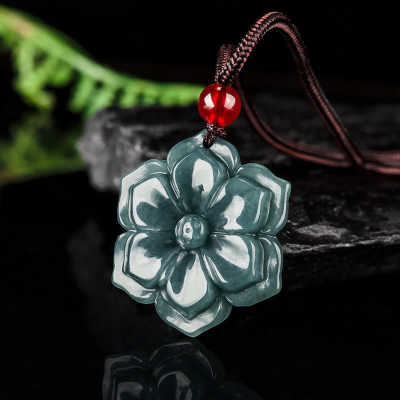 Wear FengShui Peach Blossom Jade Prosperity Necklace Pendants