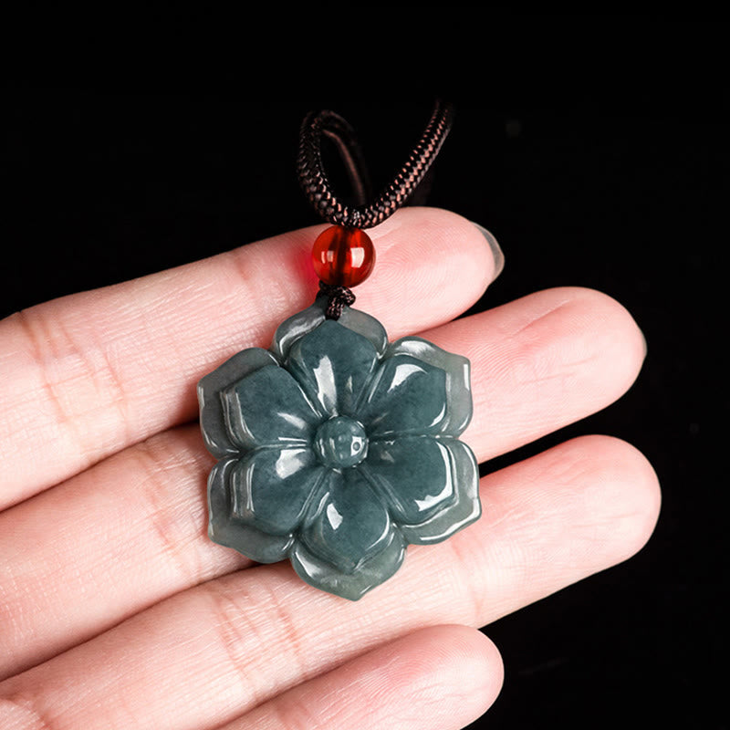 Wear FengShui Peach Blossom Jade Prosperity Necklace Pendants