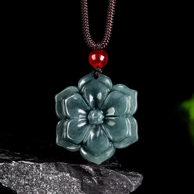 Wear FengShui Peach Blossom Jade Prosperity Necklace Pendants