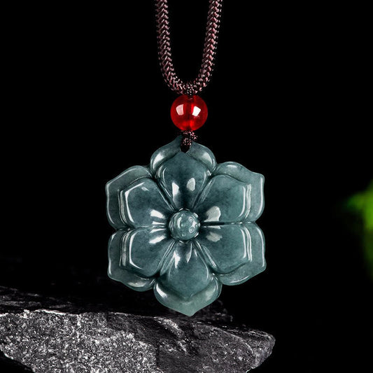 Wear FengShui Peach Blossom Jade Prosperity Necklace Pendants
