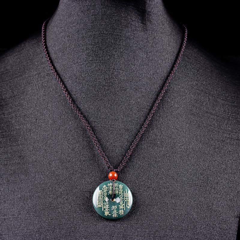 Wear FengShui Mountain Ghosts Spend Money Peace Buckle Jade Luck Necklace Pendant