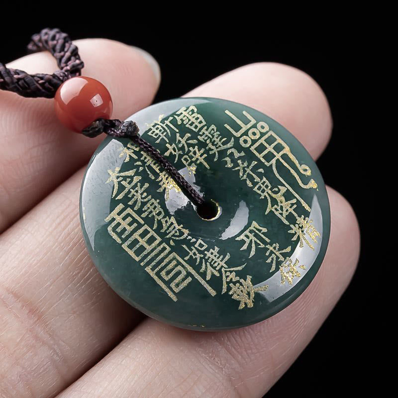 Wear FengShui Mountain Ghosts Spend Money Peace Buckle Jade Luck Necklace Pendant