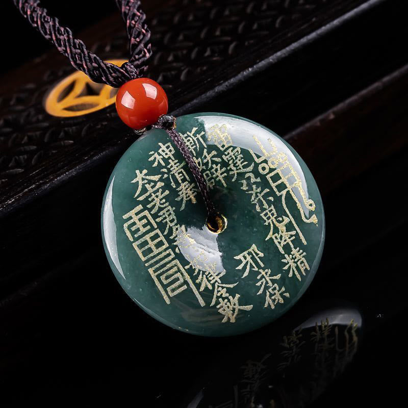 Wear FengShui Mountain Ghosts Spend Money Peace Buckle Jade Luck Necklace Pendant