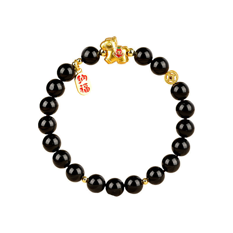Wear FengShui Year Of The Horse Black Obsidian Strength Bracelet