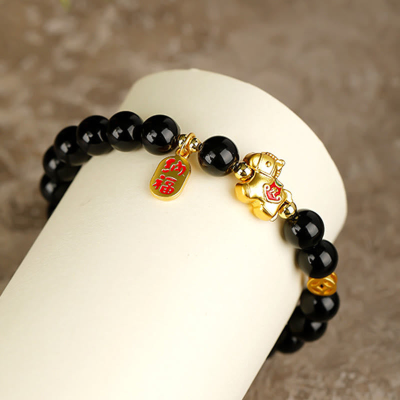 Wear FengShui Year Of The Horse Black Obsidian Strength Bracelet