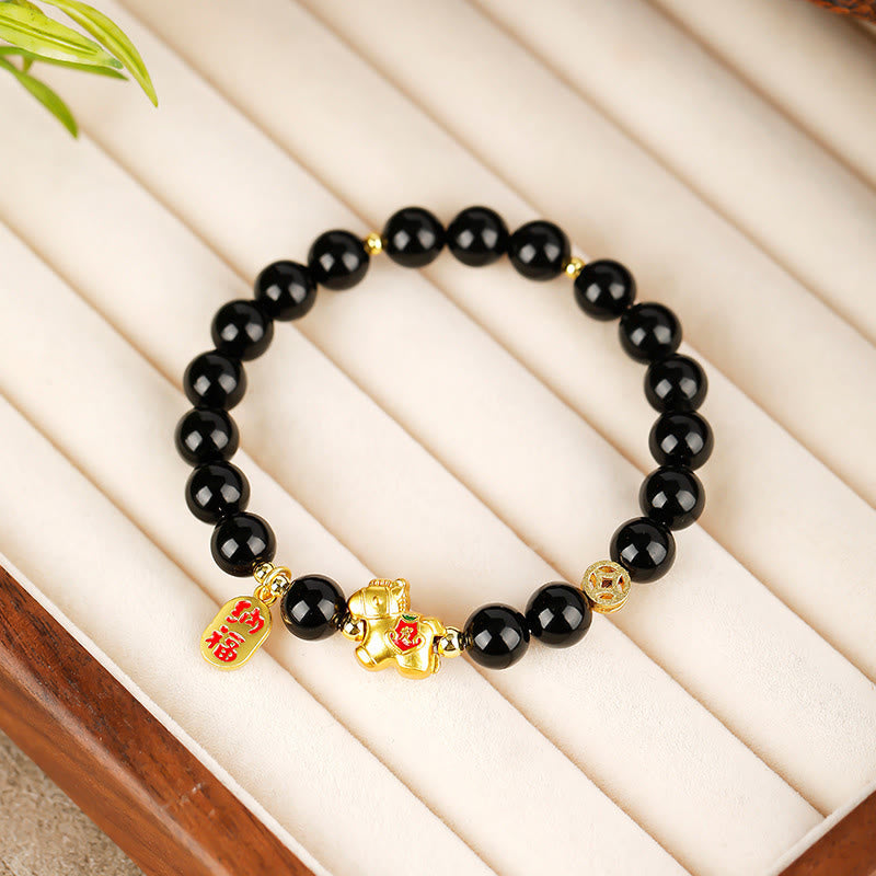 Wear FengShui Year Of The Horse Black Obsidian Strength Bracelet