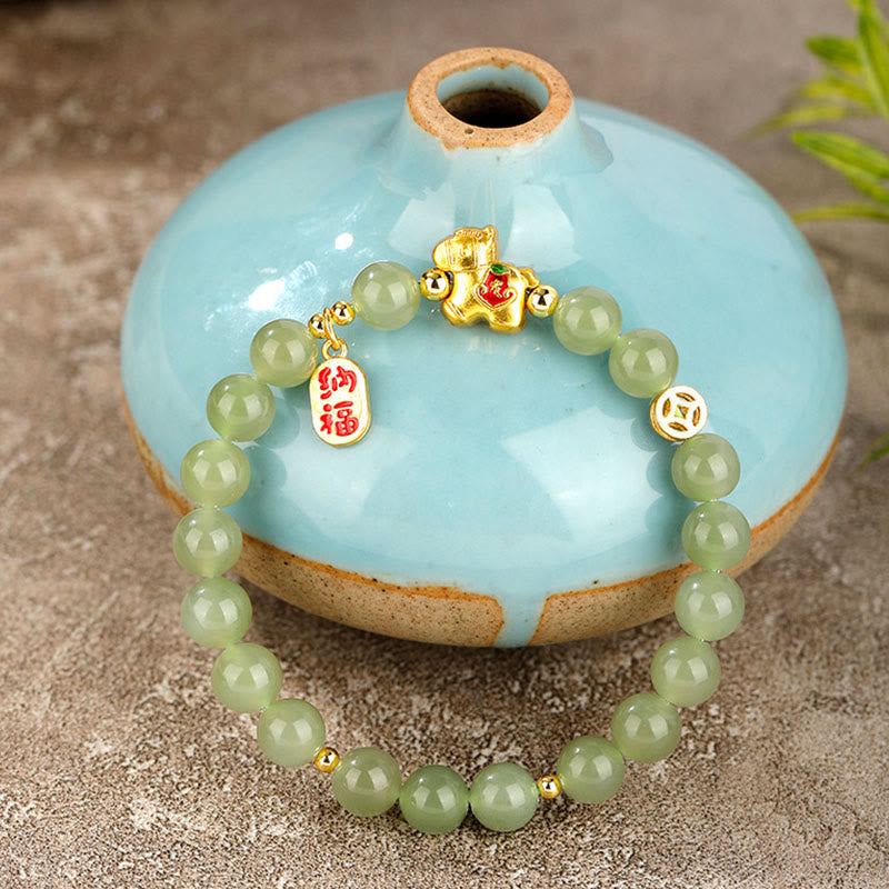 Wear FengShui Year Of The Horse Hetian Jade Abundance Bracelet