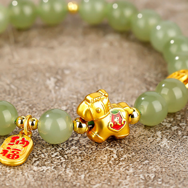 Wear FengShui Year Of The Horse Hetian Jade Abundance Bracelet