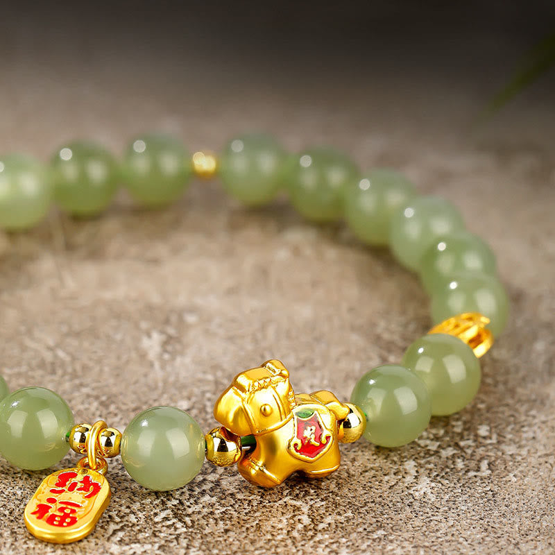 Wear FengShui Year Of The Horse Hetian Jade Abundance Bracelet