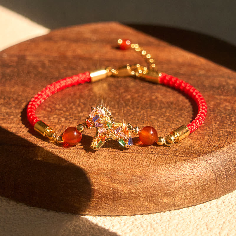 Wear FengShui Year Of The Horse Copper Red Agate Balance Bracelet
