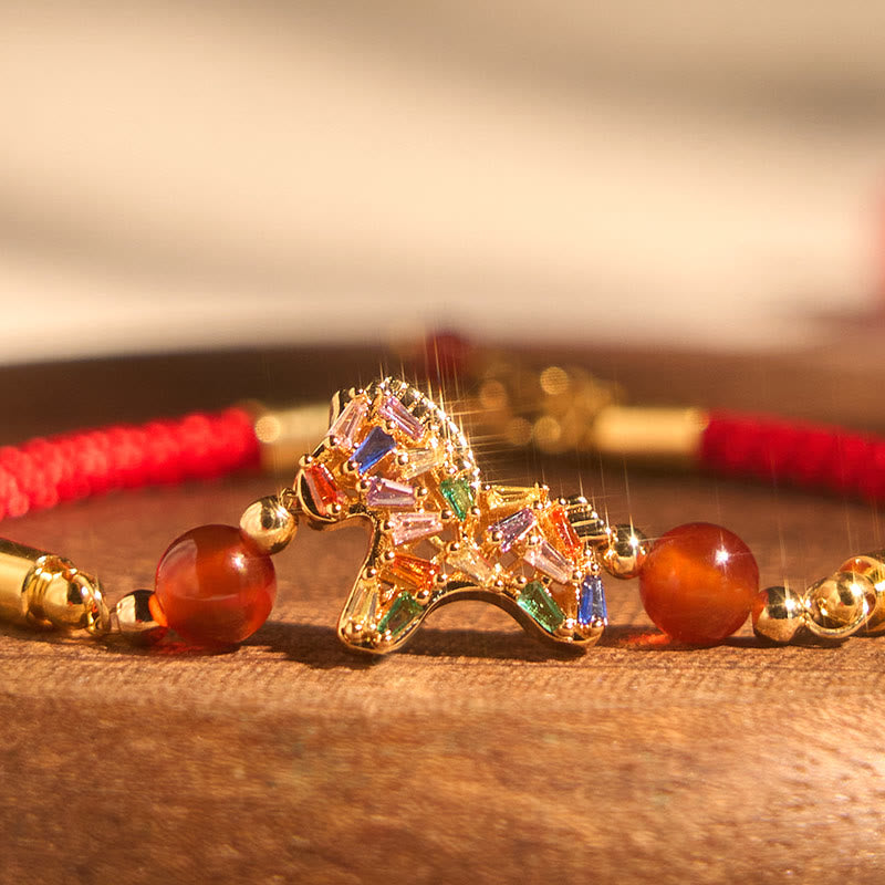 Wear FengShui Year Of The Horse Copper Red Agate Balance Bracelet