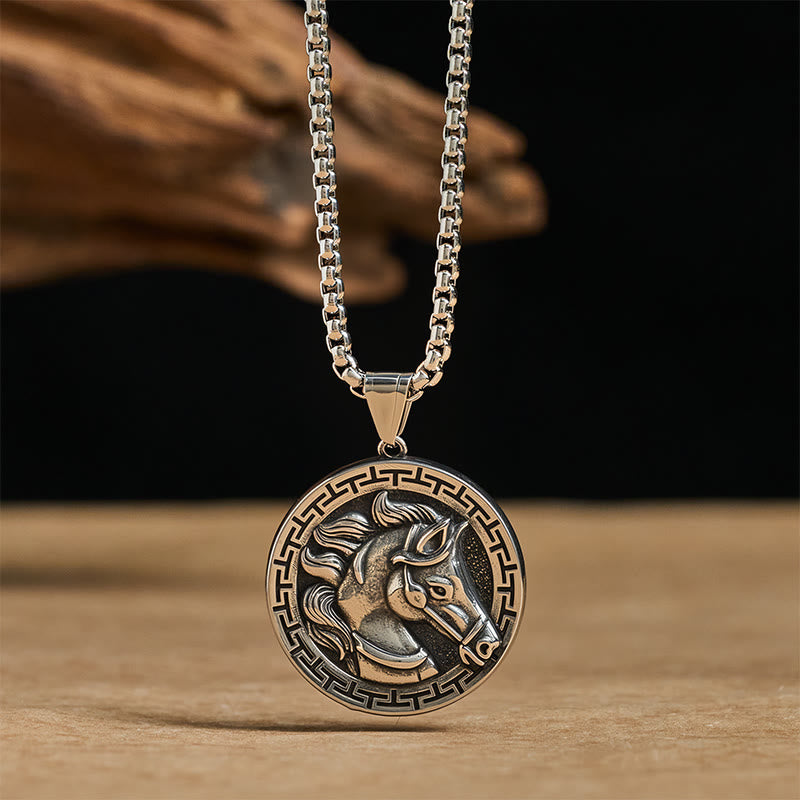 Wear FengShui Year Of The Horse Titanium Steel Balance Necklace Pendants