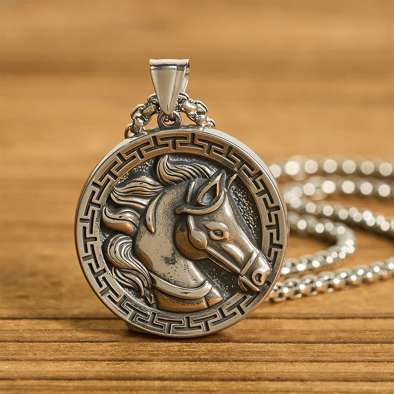 Wear FengShui Year Of The Horse Titanium Steel Balance Necklace Pendants