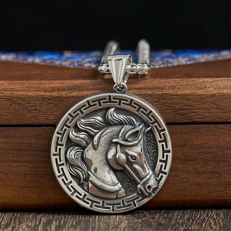 Wear FengShui Year Of The Horse Titanium Steel Balance Necklace Pendants