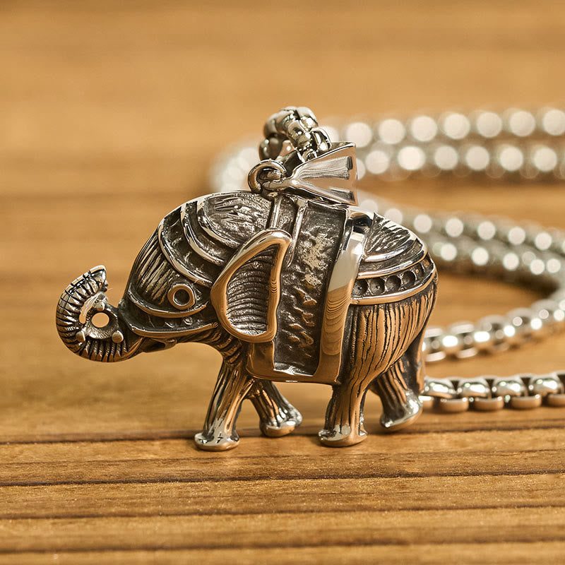 Wear FengShui Titanium Steel Elephant Strengthen Necklace Pendants