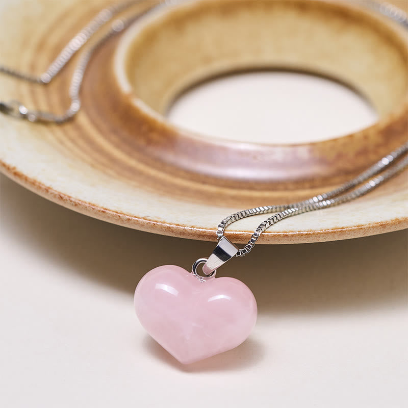 Wear FengShui Heart Design Amethyst Topaz Pink Crystal Opal Tiger Eye White Crystal Red Jasper Amazonite Green Aventurine Black Obsidian Citrine Balance Necklace Pendant