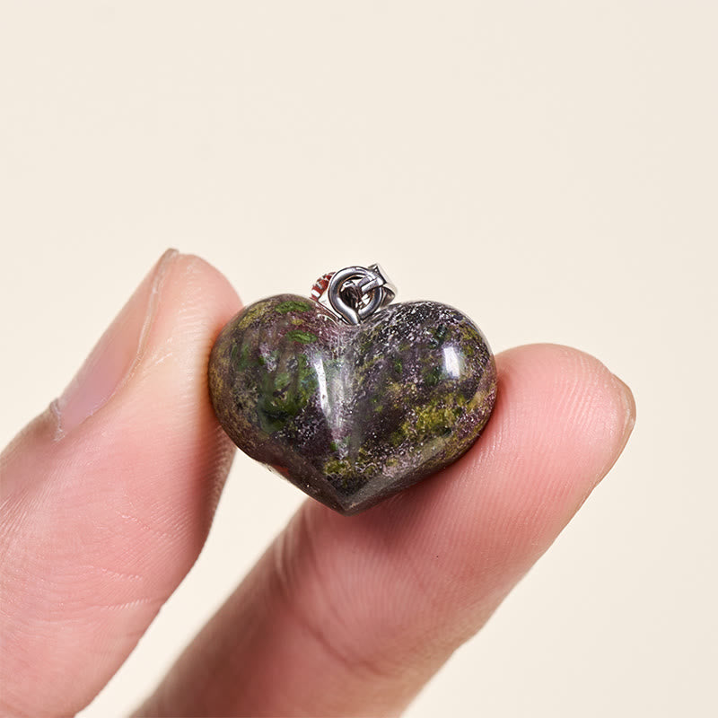 Wear FengShui Heart Design Amethyst Topaz Pink Crystal Opal Tiger Eye White Crystal Red Jasper Amazonite Green Aventurine Black Obsidian Citrine Balance Necklace Pendant