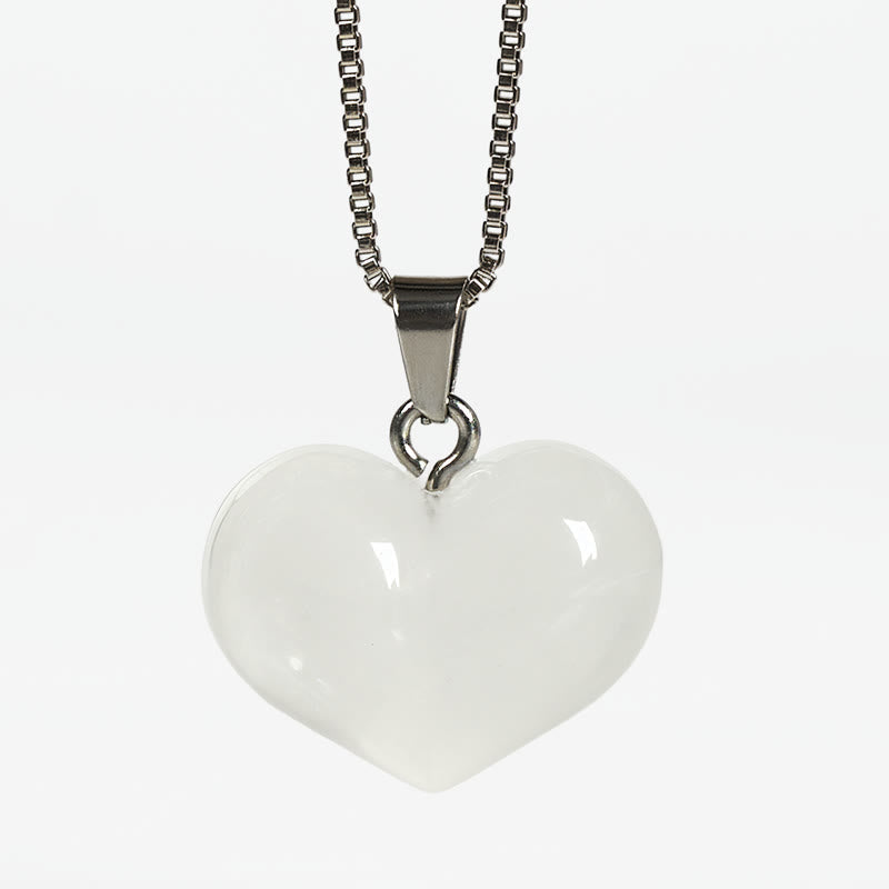 Wear FengShui Heart Design Amethyst Topaz Pink Crystal Opal Tiger Eye White Crystal Red Jasper Amazonite Green Aventurine Black Obsidian Citrine Balance Necklace Pendant