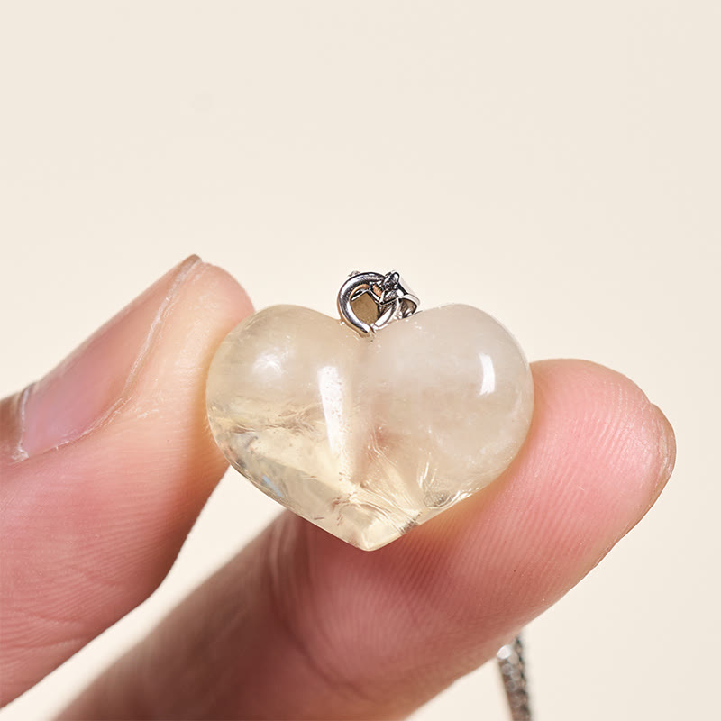 Wear FengShui Heart Design Amethyst Topaz Pink Crystal Opal Tiger Eye White Crystal Red Jasper Amazonite Green Aventurine Black Obsidian Citrine Balance Necklace Pendant