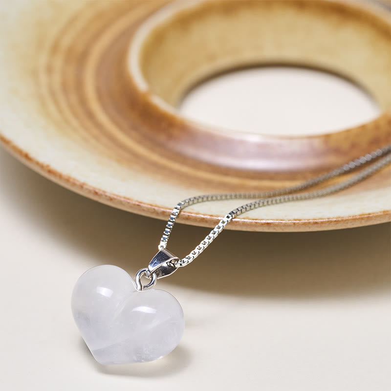 Wear FengShui Heart Design Amethyst Topaz Pink Crystal Opal Tiger Eye White Crystal Red Jasper Amazonite Green Aventurine Black Obsidian Citrine Balance Necklace Pendant