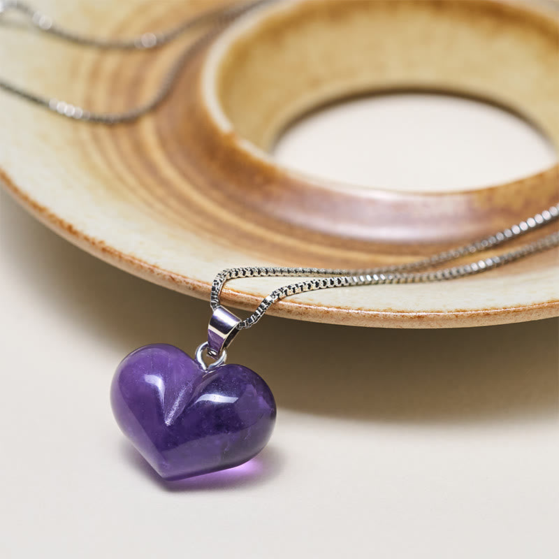 Wear FengShui Heart Design Amethyst Topaz Pink Crystal Opal Tiger Eye White Crystal Red Jasper Amazonite Green Aventurine Black Obsidian Citrine Balance Necklace Pendant