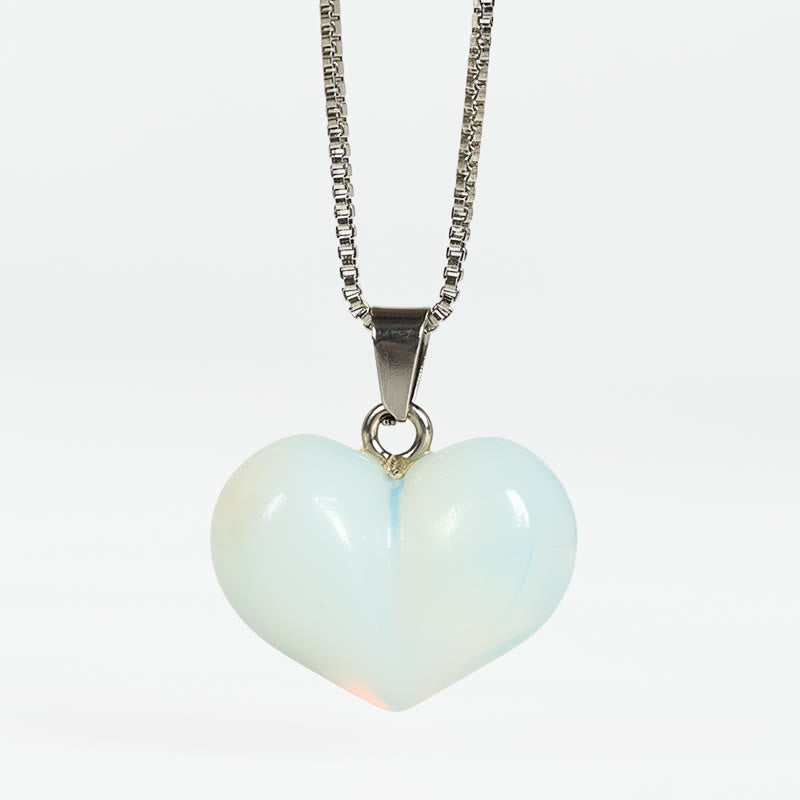 Wear FengShui Heart Design Amethyst Topaz Pink Crystal Opal Tiger Eye White Crystal Red Jasper Amazonite Green Aventurine Black Obsidian Citrine Balance Necklace Pendant