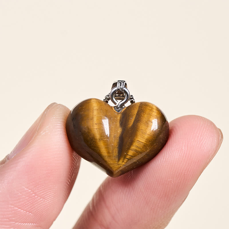 Wear FengShui Heart Design Amethyst Topaz Pink Crystal Opal Tiger Eye White Crystal Red Jasper Amazonite Green Aventurine Black Obsidian Citrine Balance Necklace Pendant